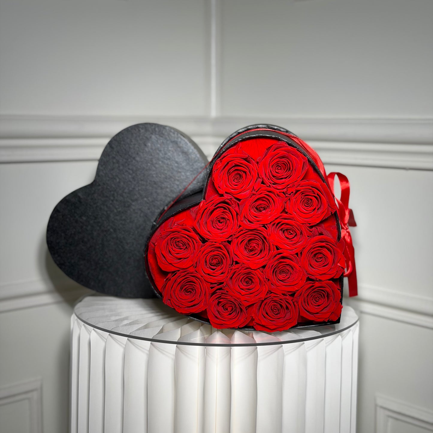 coeur de roses eternelles boite romantique rouge