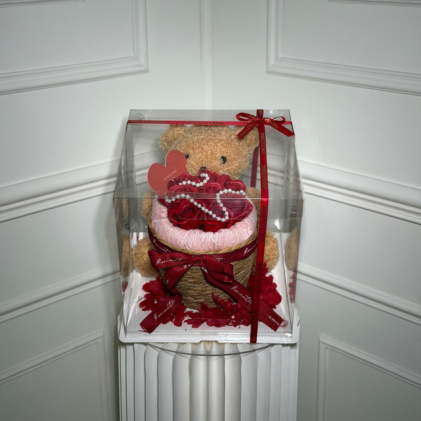 boite nounours rose eternelle cadeau romantique