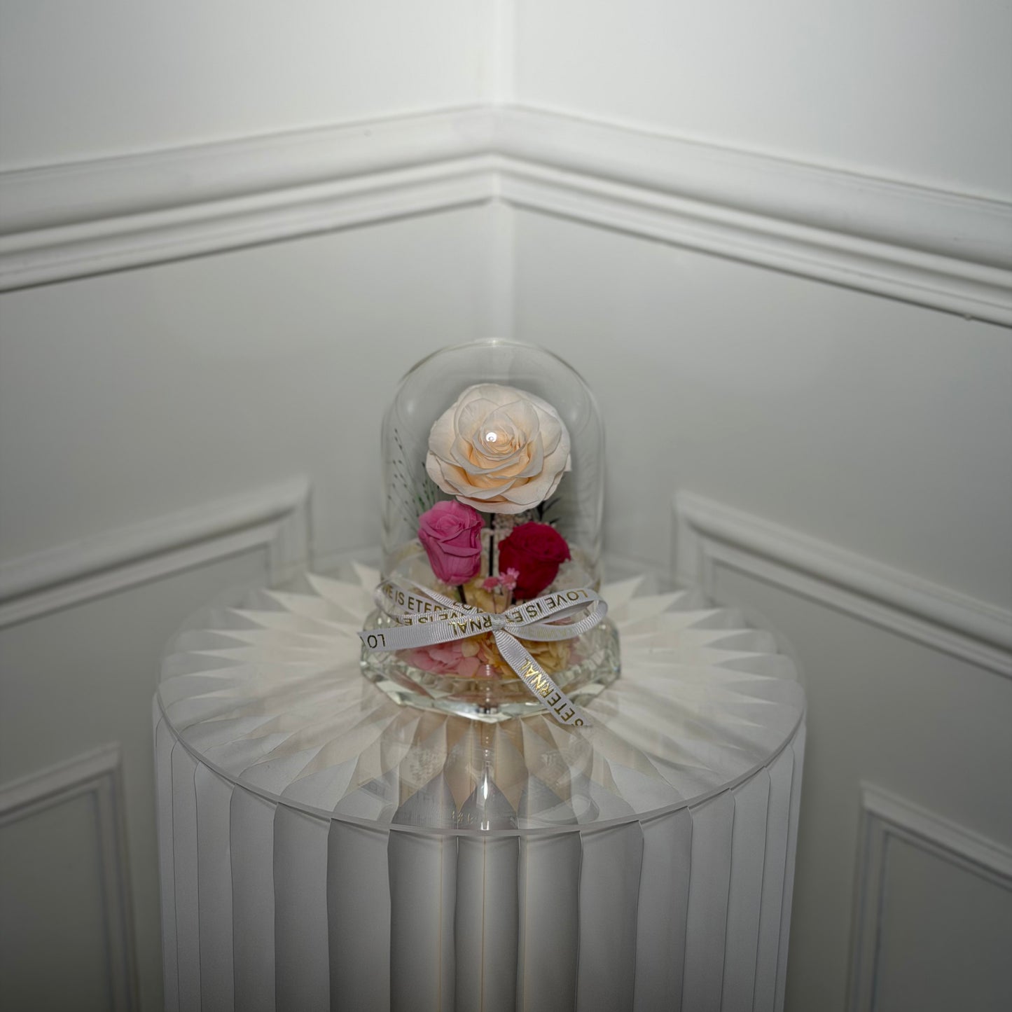rose eternelle cristal blanche sous cloche cadeau femme