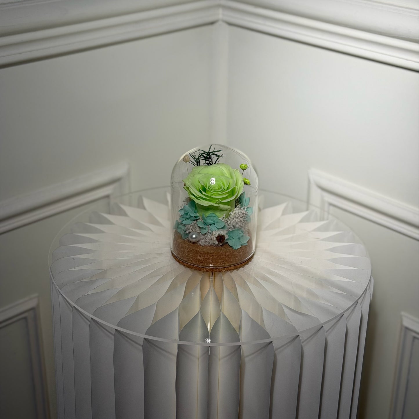 mini rose eternelle sous cloche verte cadeau original