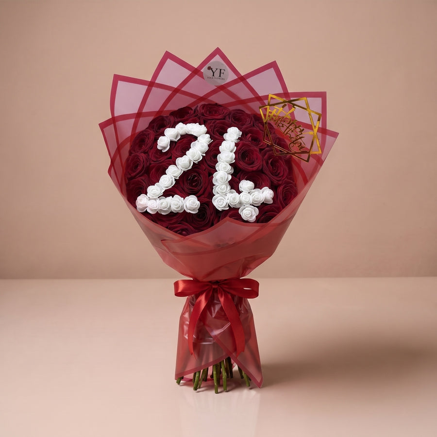 Bouquet Birthday, seul sur fond studio