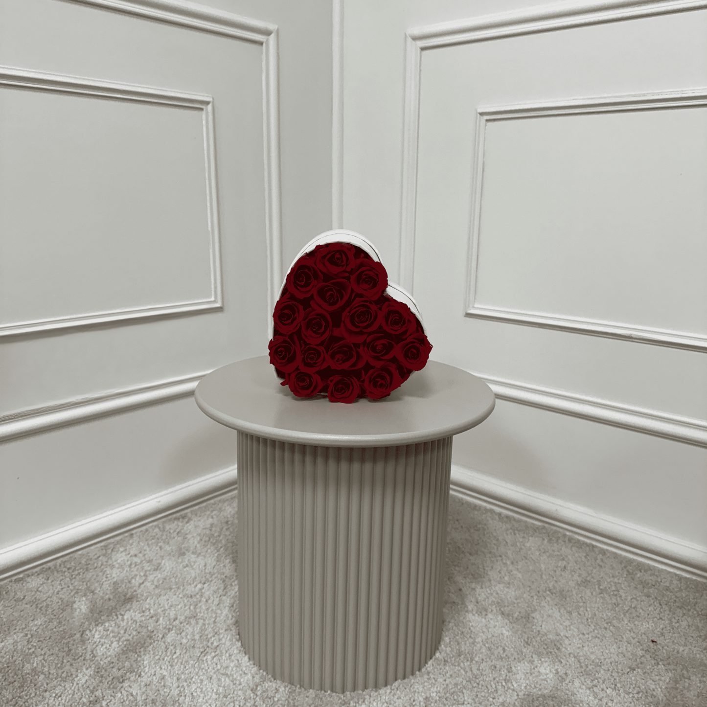Box en cœur en roses éternelles