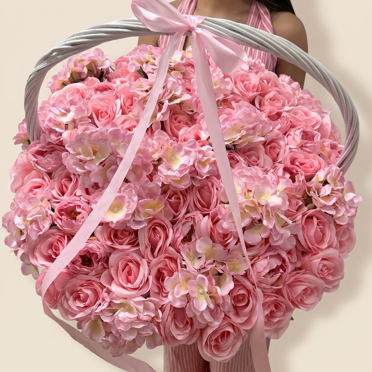 Panier Écrin Rose, vu de trois quarts