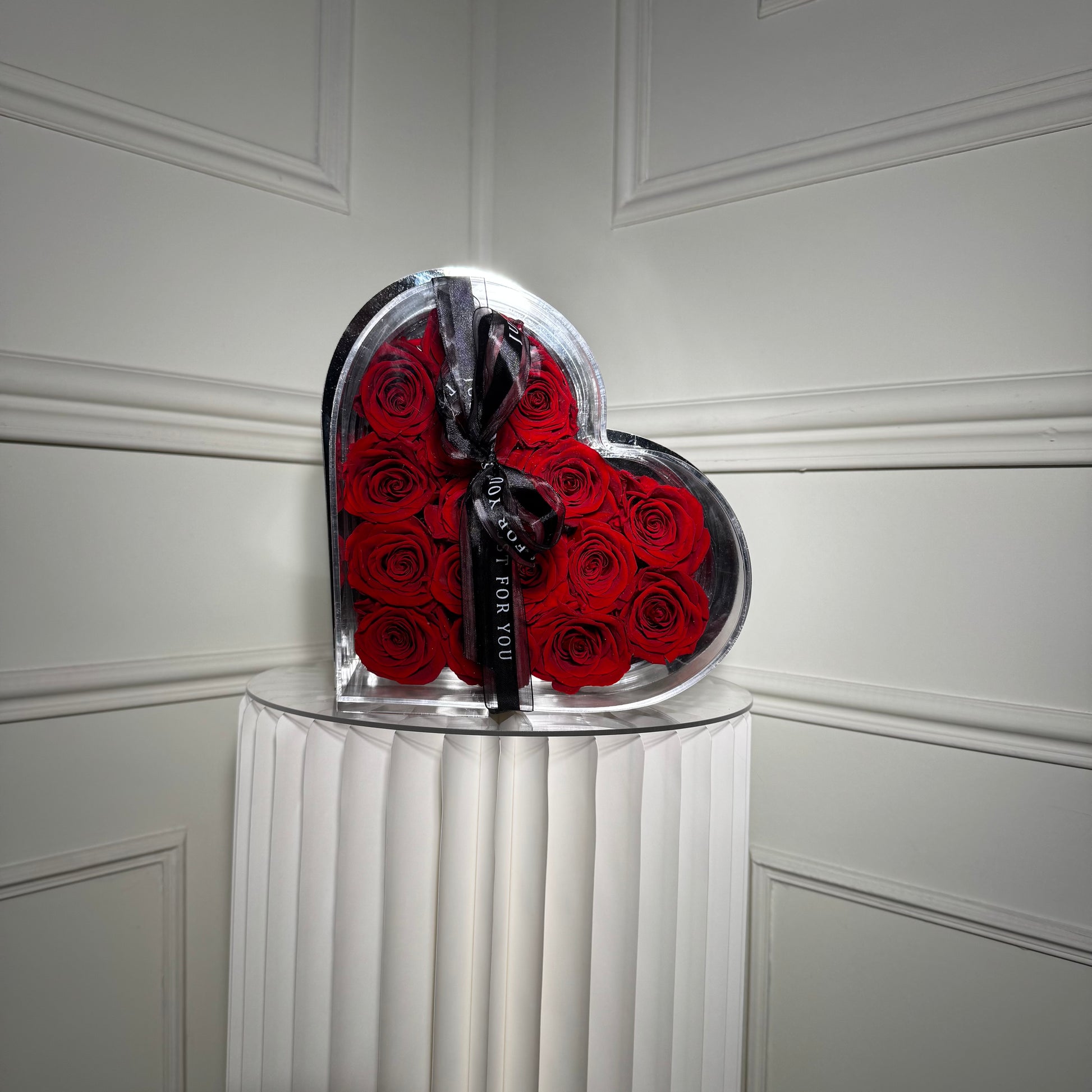 coffret coeur roses eternelles argent design luxe