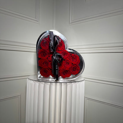 coffret coeur roses eternelles argent design luxe
