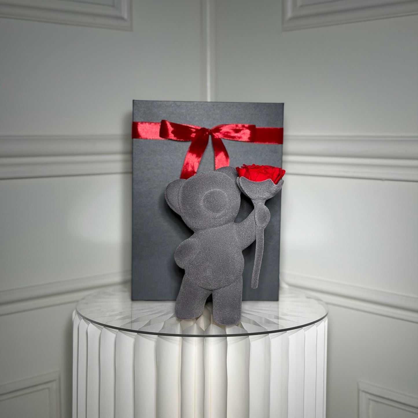 oursons avec roses eternelles cadeau amour duo