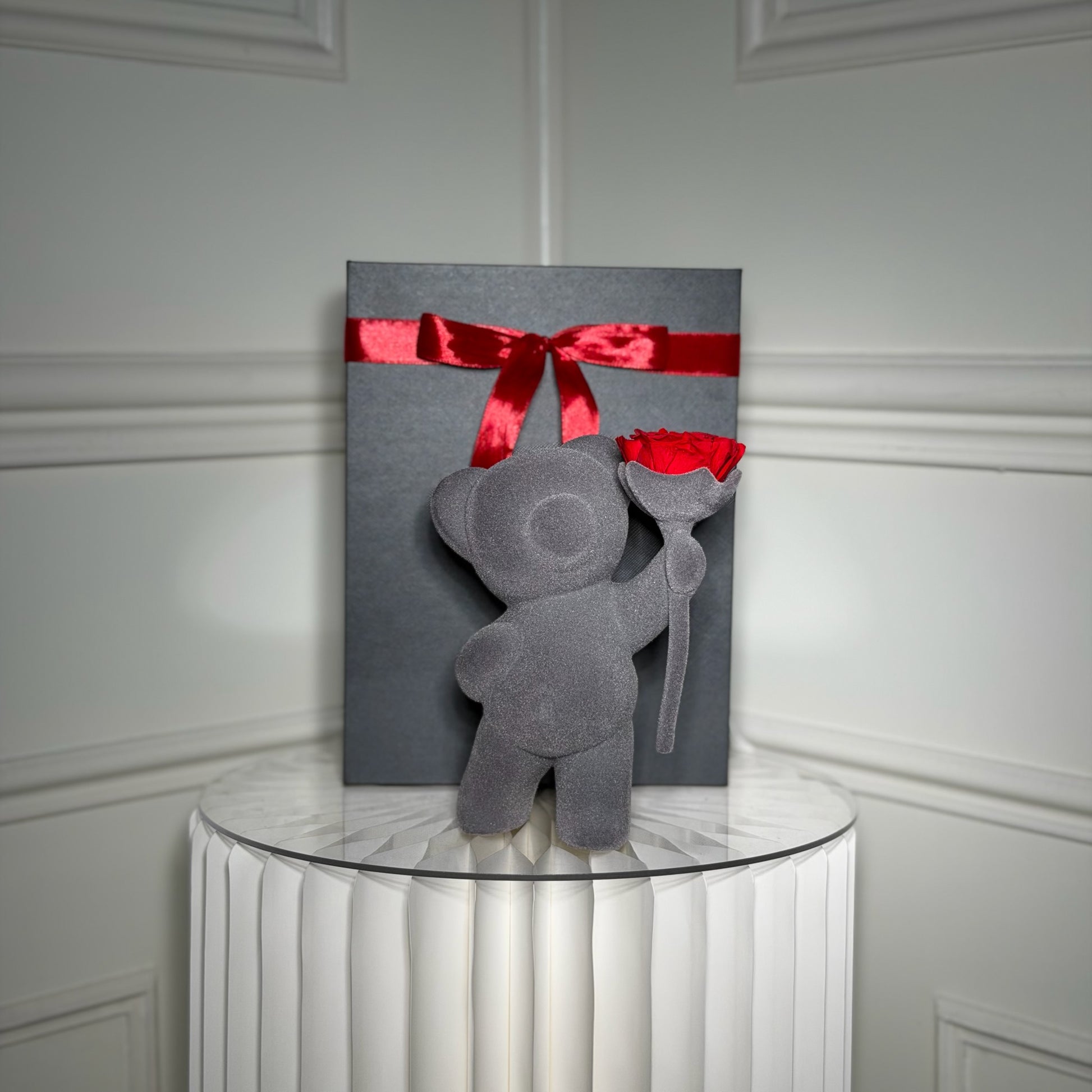 oursons avec roses eternelles cadeau amour duo