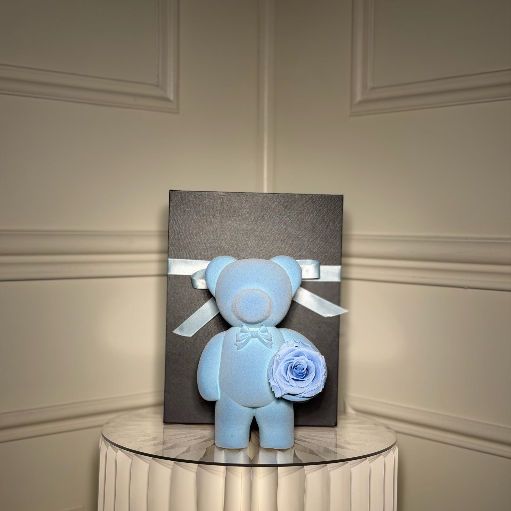 
ourson bleu naissance rose eternelle decoration bebe