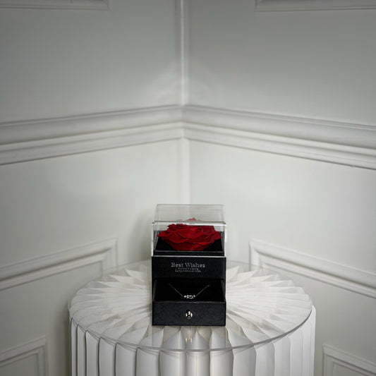 rose eternelle rouge avec boite bijoux cadeau romantique