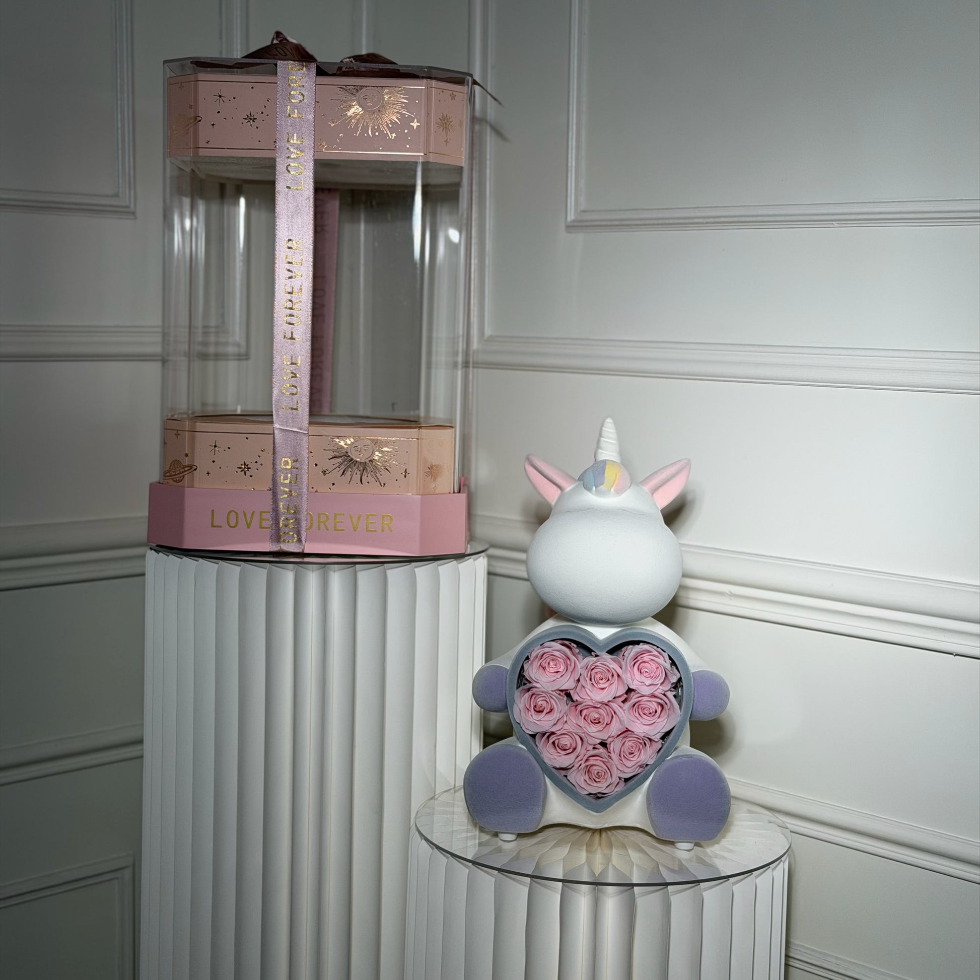 licorne decoratif roses eternelles rouge cadeau original