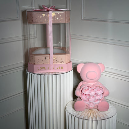 ourson roses eternelles rose coeur cadeau romantique femme