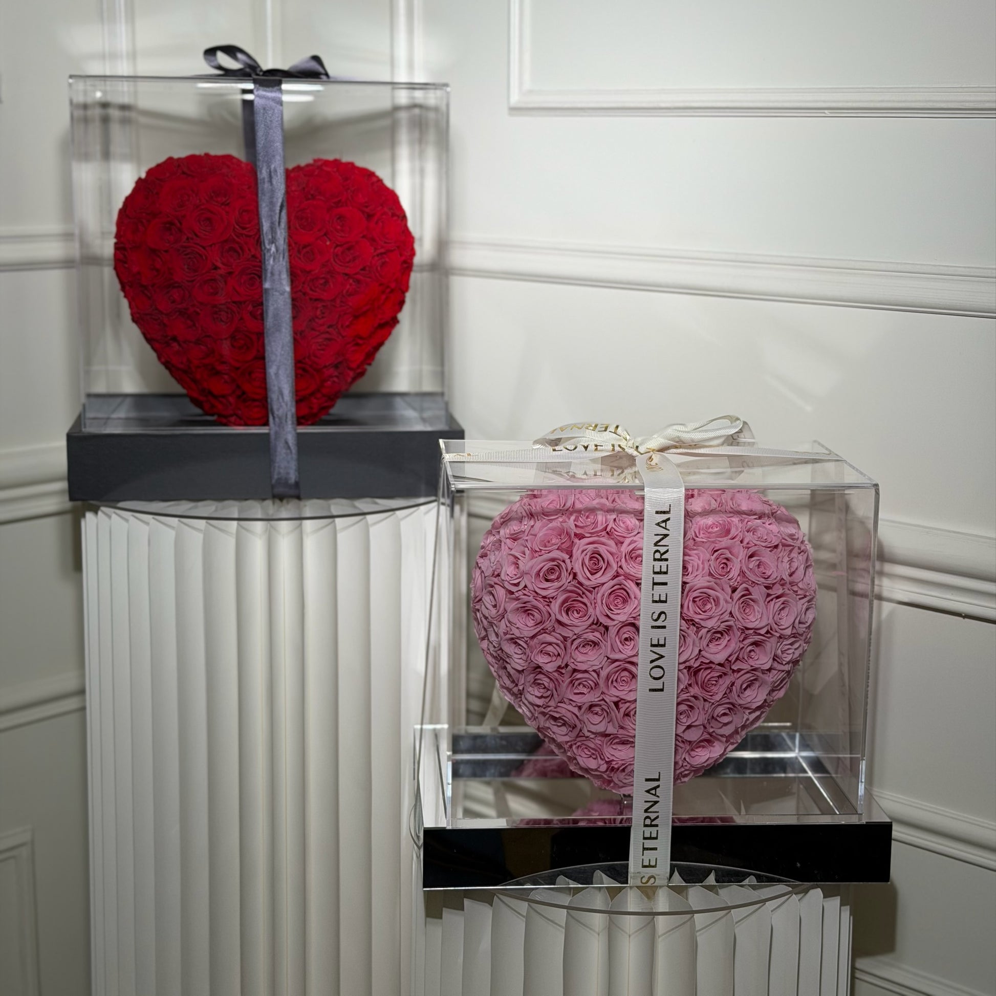 coeur roses eternelles rouge luxe boite transparente