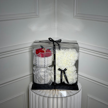 coffret cadeau romantique ourson fleurs parfumées