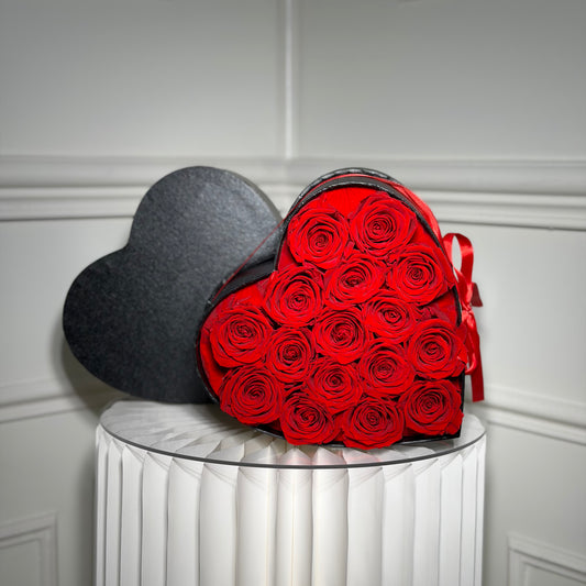 coeur de roses eternelles boite romantique rouge