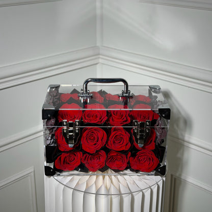 boite valise roses eternelles rouge haut de gamme