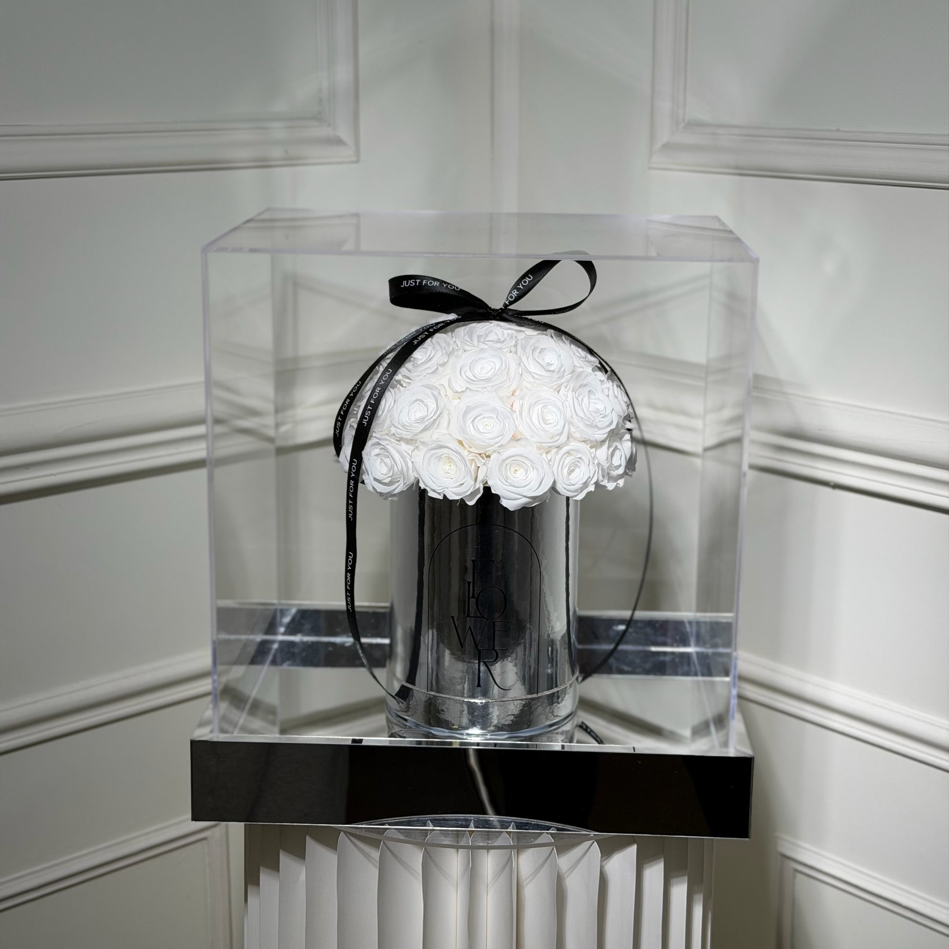 bouquet roses eternelles blanc decoration lux

