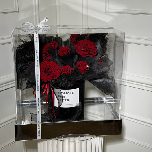fleurs eternelles premium noir rouge cadeau romantique luxe