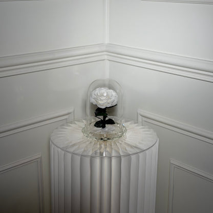 cloche cristal rose eternelle blanche élégante