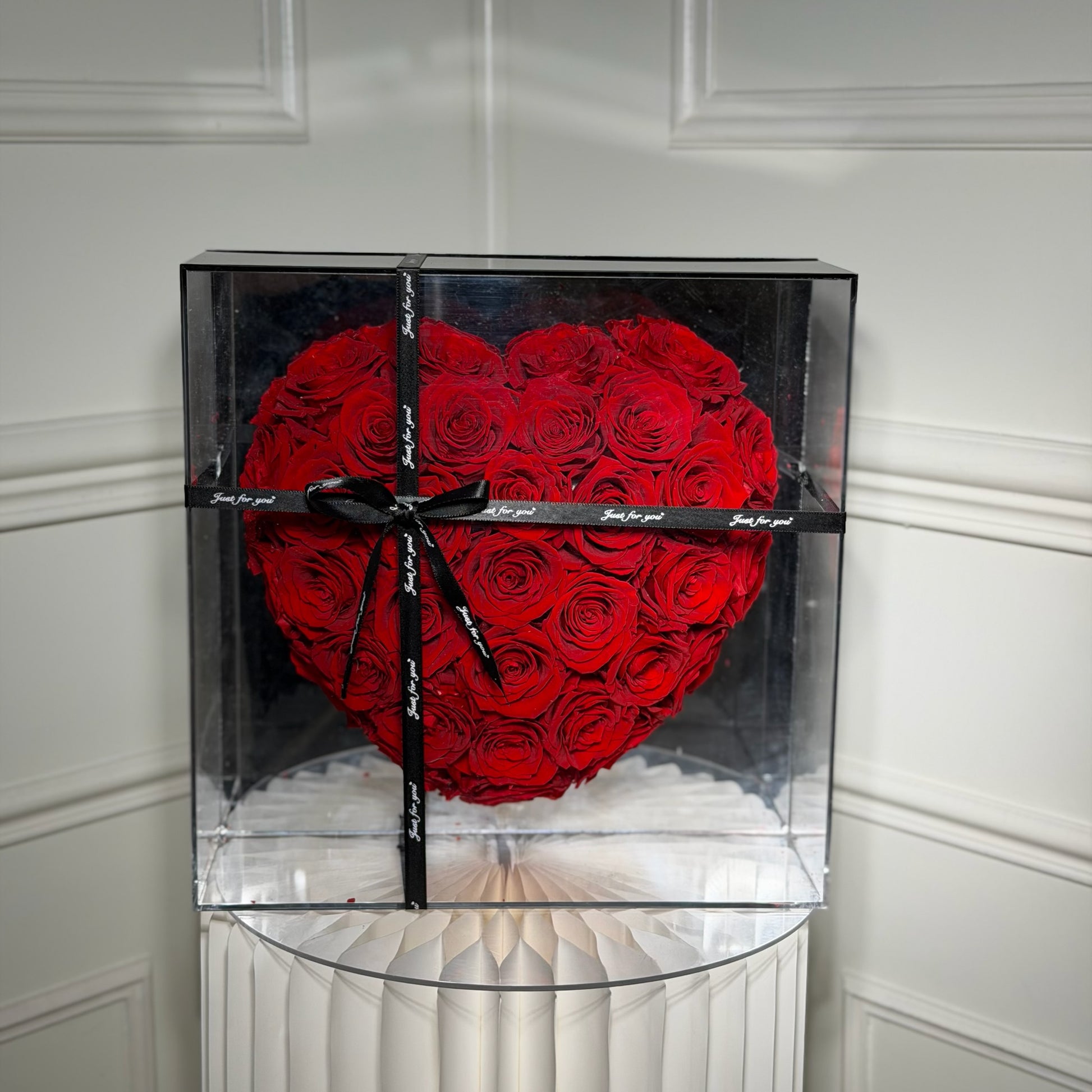 coeur roses eternelles coffret plexi luxe