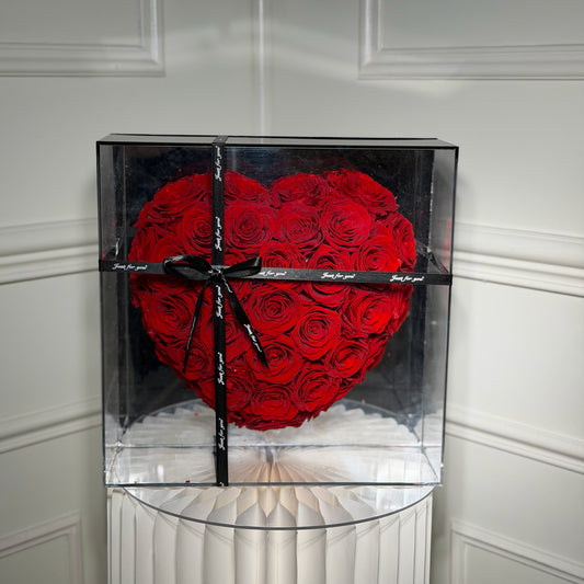 coeur roses eternelles coffret plexi luxe