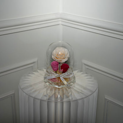 rose eternelle cristal blanche sous cloche cadeau femme
