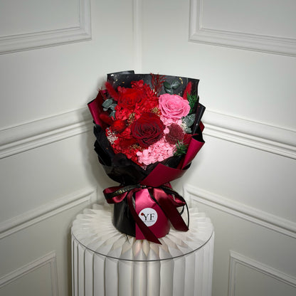bouquet roses eternelles rouge luxe