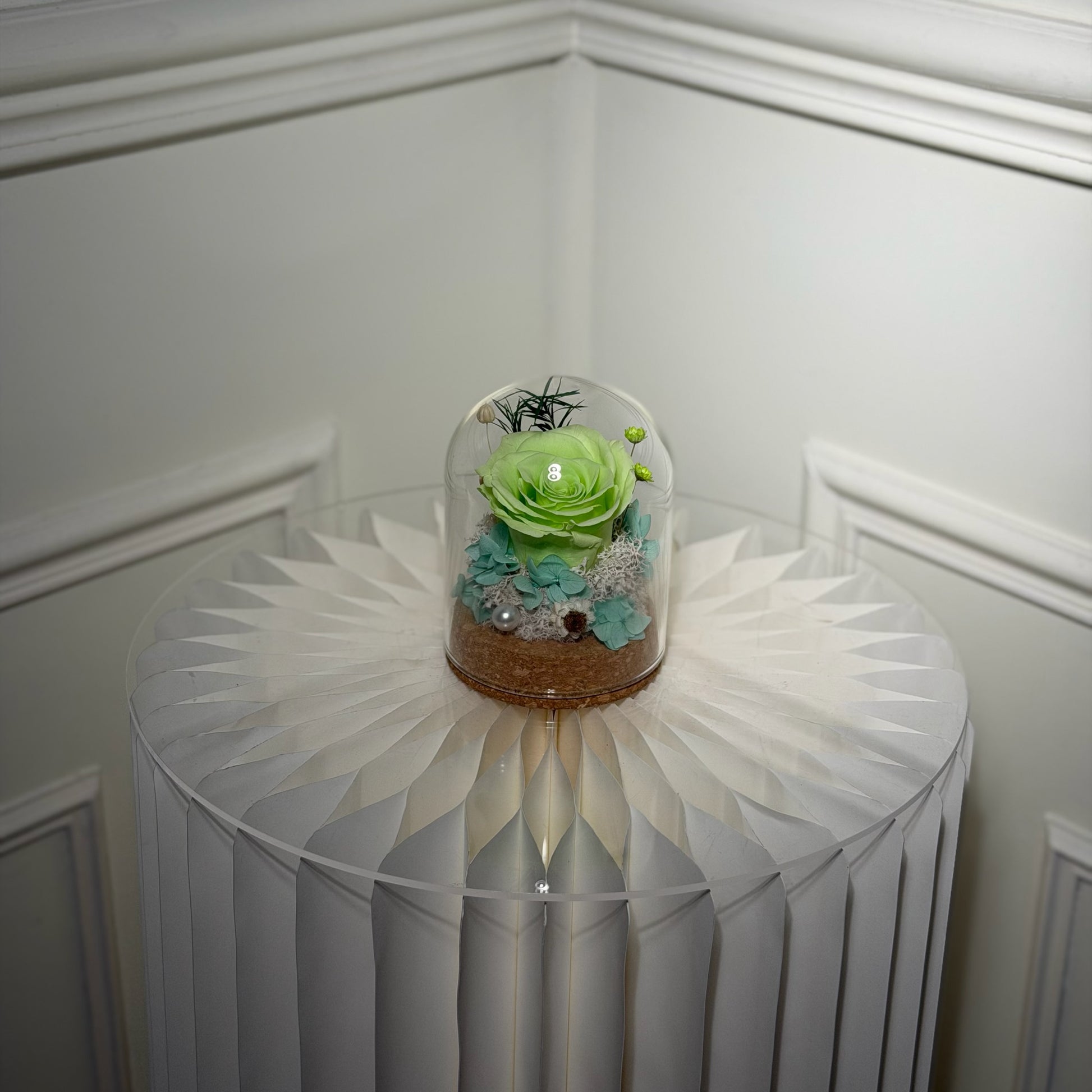 mini rose eternelle sous cloche verte cadeau original
