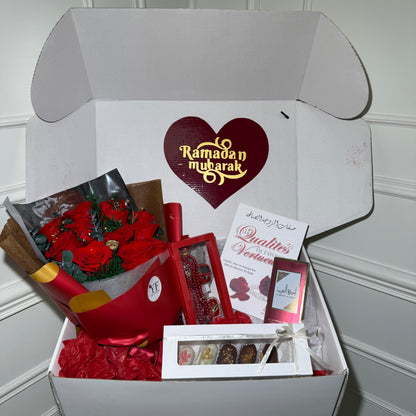 Détail roses éternelles rouges coffret Ramadan
