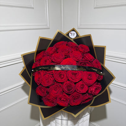 Détail bouquet Eid Mubarak ruban noir ou blanc